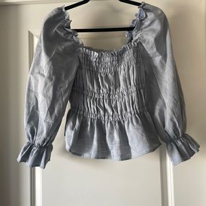 Target who what wear chambray too long sleeve denim